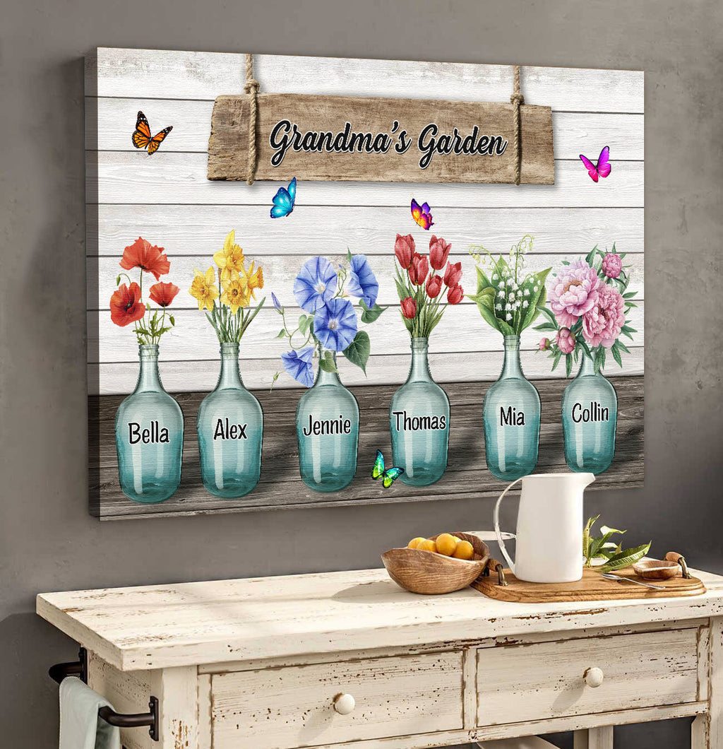Personalized Grandmas Garden Canvas Wall Art - Gift for Mothers Day