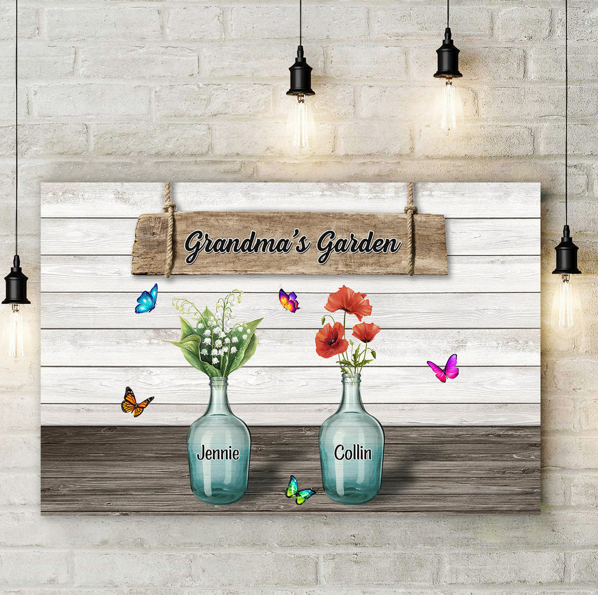 Personalized Grandmas Garden Canvas Wall Art - Gift for Mothers Day