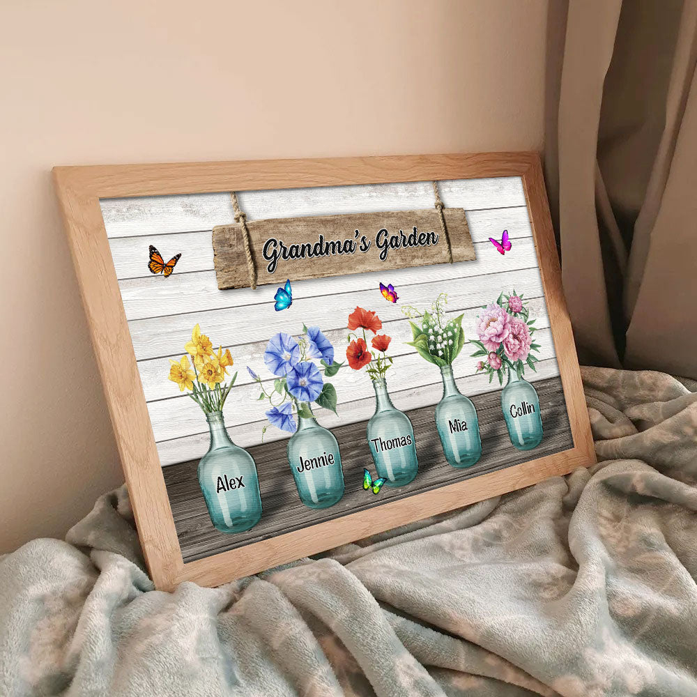 Personalized Grandmas Garden Canvas Wall Art - Gift for Mothers Day