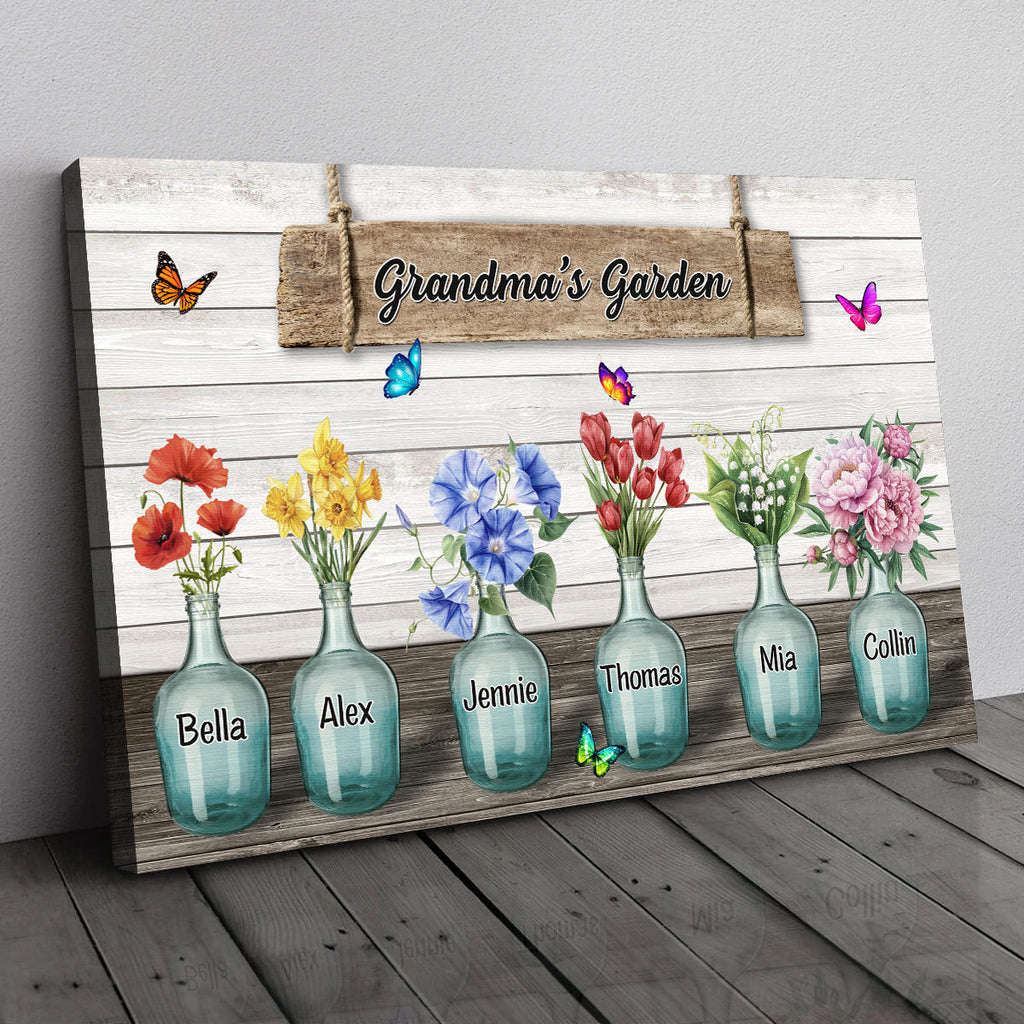 Personalized Grandmas Garden Canvas Wall Art - Gift for Mothers Day