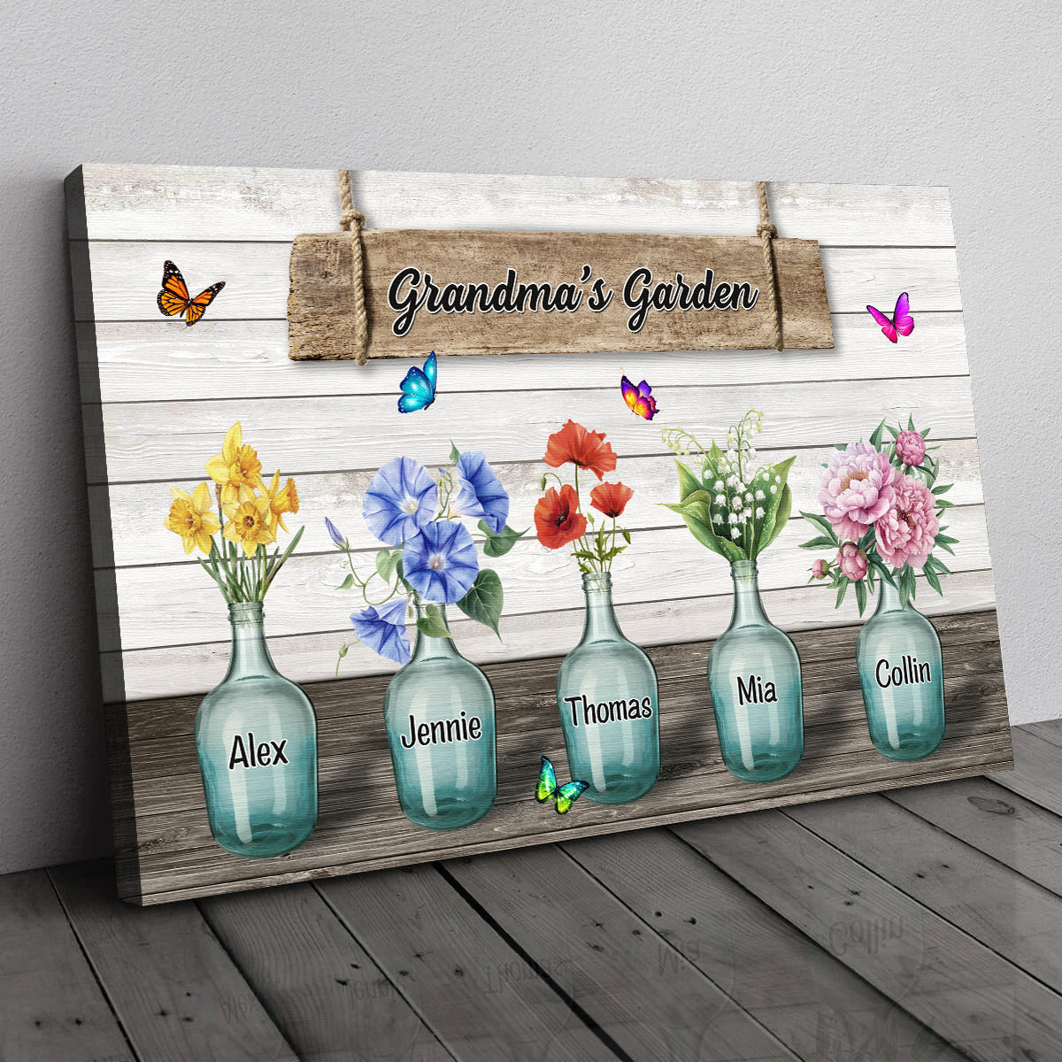 Personalized Grandmas Garden Canvas Wall Art - Gift for Mothers Day