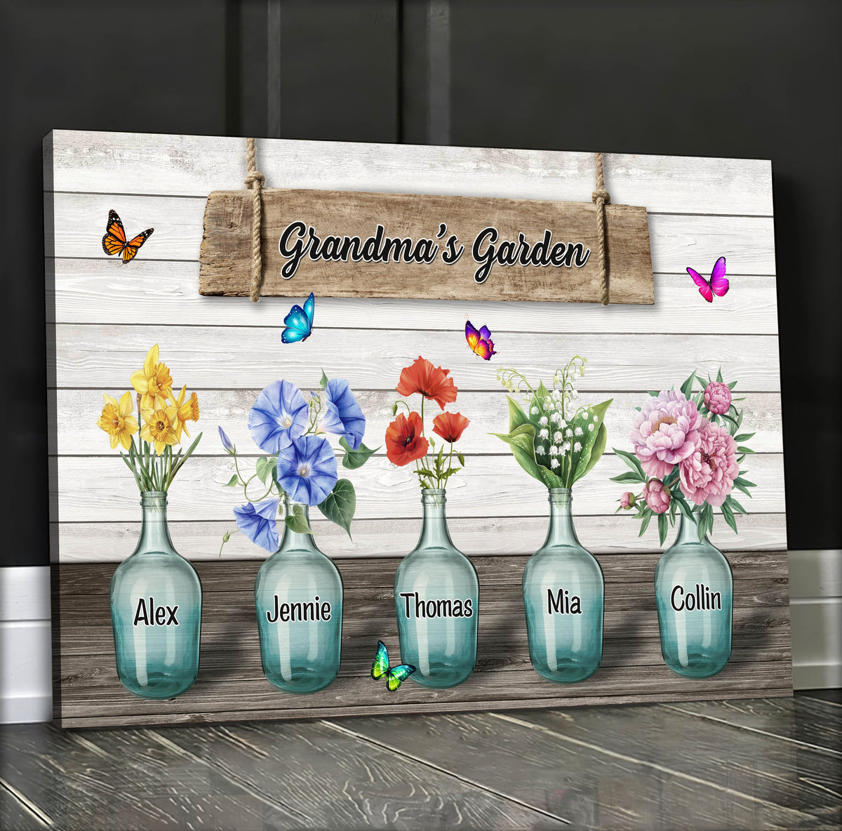 Personalized Grandmas Garden Canvas Wall Art - Gift for Mothers Day
