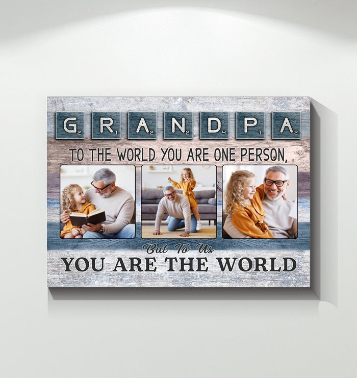 Personalized Grandpa You Are The World Fathers Day Canvas