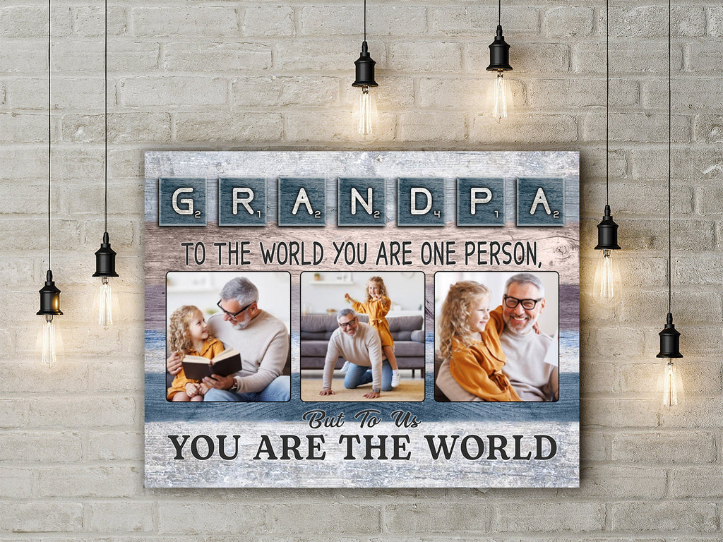 Personalized Grandpa You Are The World Fathers Day Canvas