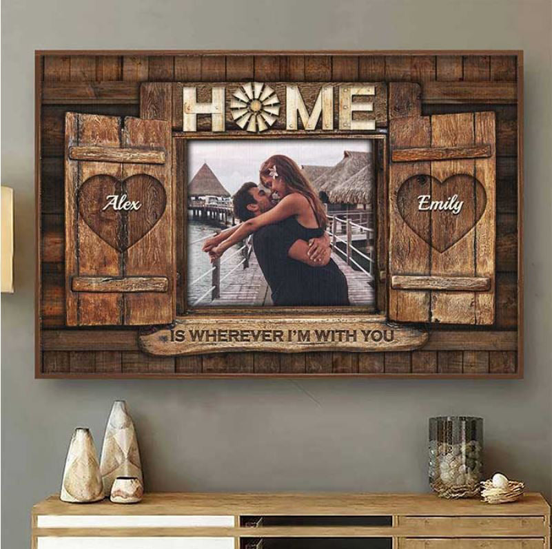 Personalized Home Is Wherever Im With You Canvas Wall Art