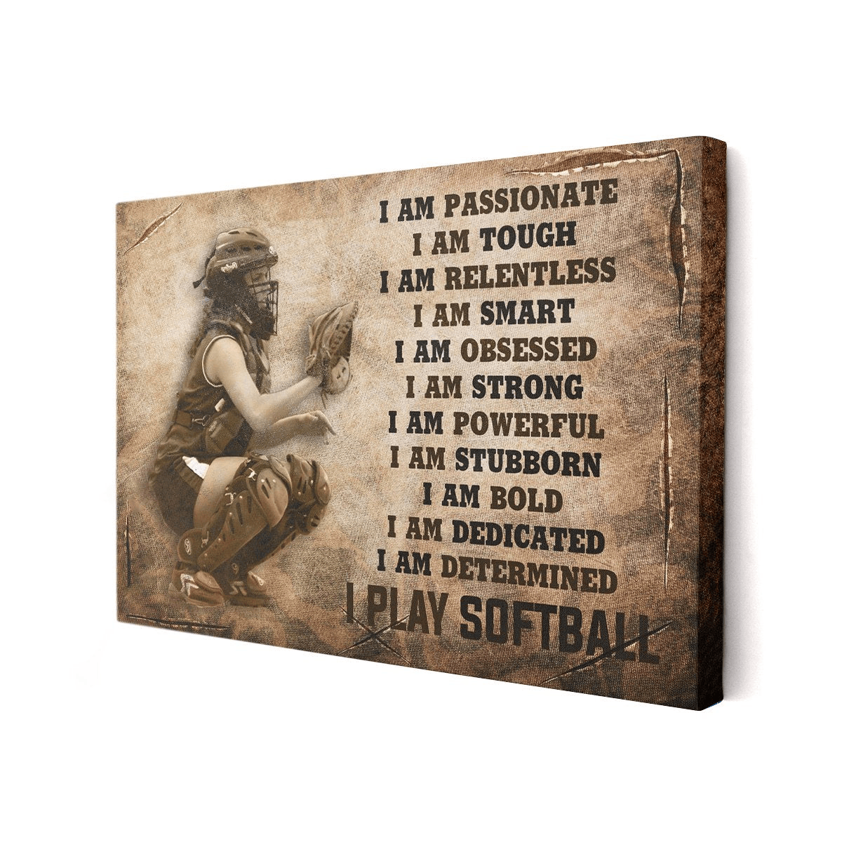 Personalized I Play Softball Canvas Wall Art - Wall Art Decor For Softball Lovers