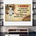 Personalized I Score A Home Run Baseball Dad Canvas Wall Art