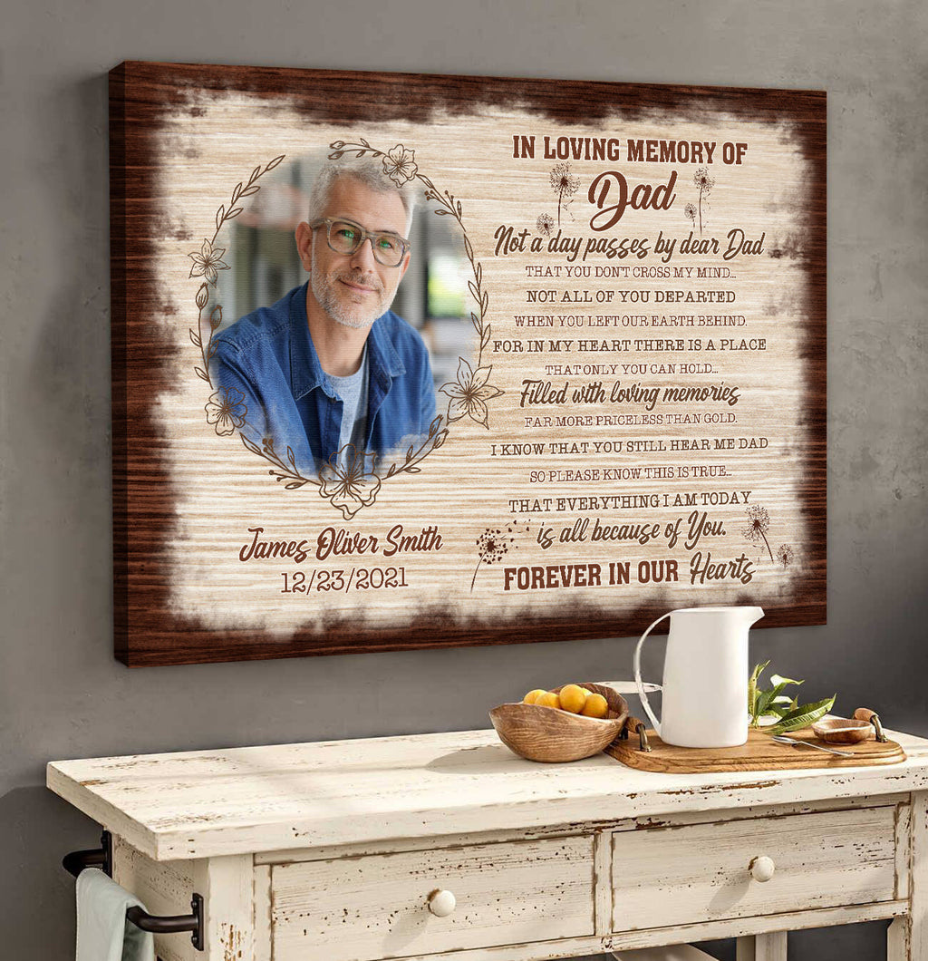Personalized In Loving Memory Of Dad Matte Canvas Wall Art – Memorial Gift