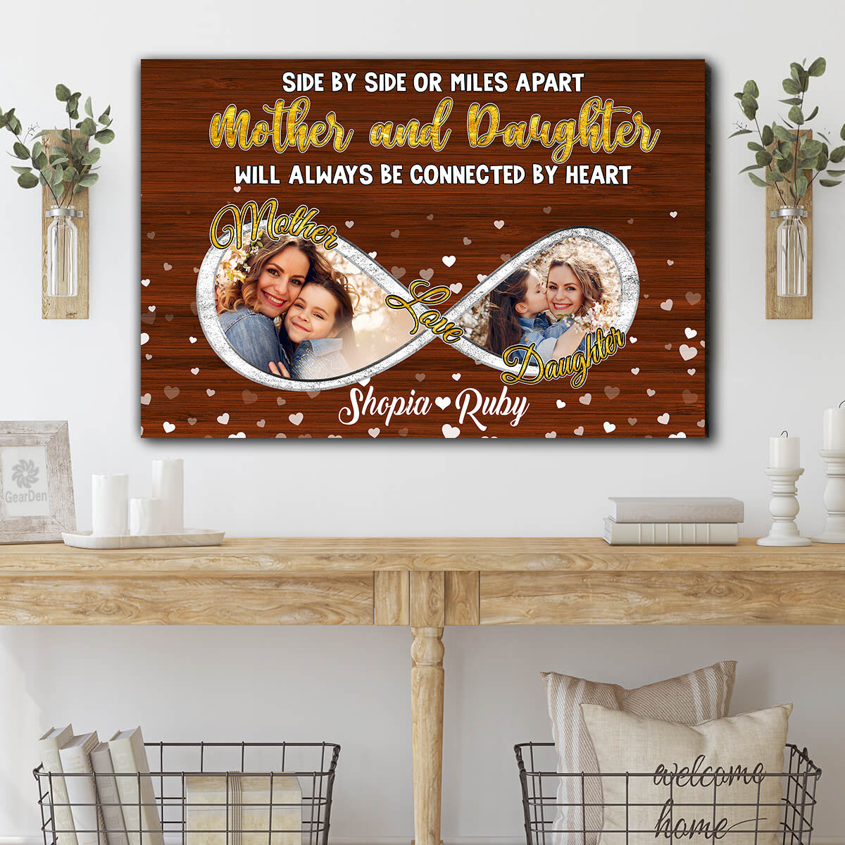 Personalized Infinity Love Mother And Daughter Canvas Wall Art – Gift for Mom