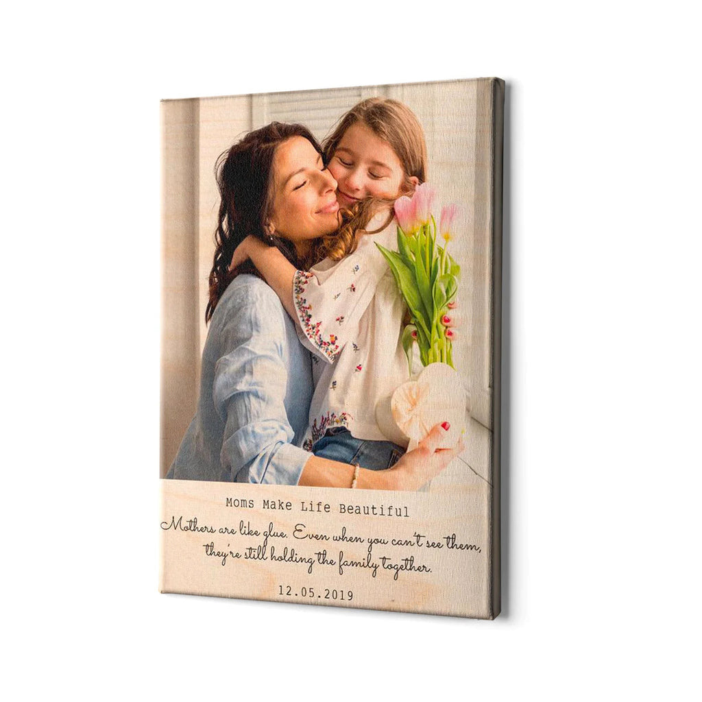 Personalized Moms Make Life Beautiful Canvas Wall Art