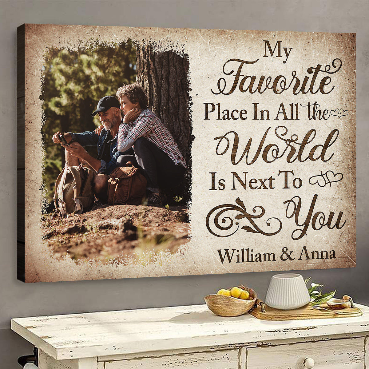 Personalized My Favorite Place Is Next To You Canvas Wall Art