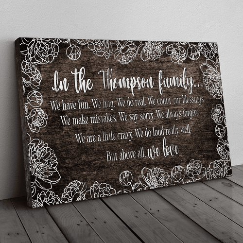 Personalized Name Family We Love Canvas Wall Art – Family Home Decor