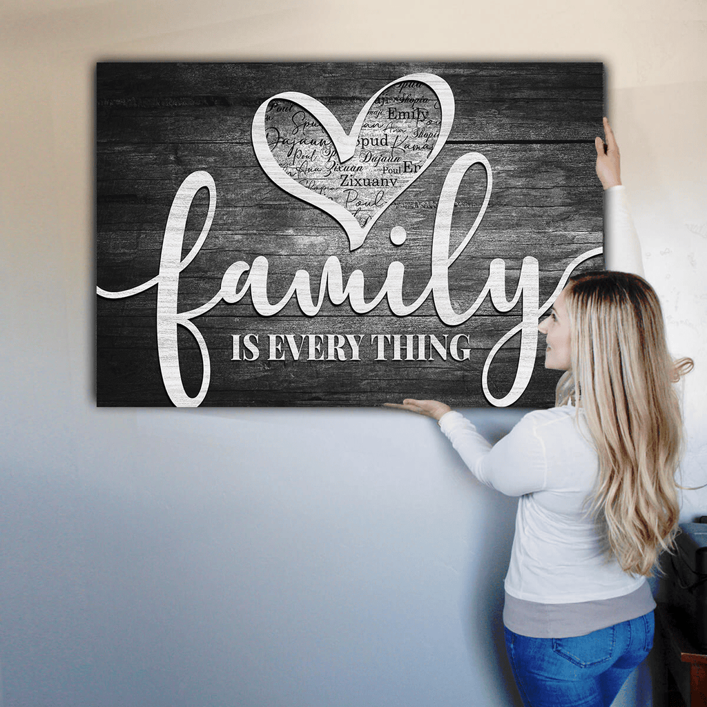 Personalized Names Family Is Everything Canvas Wall Art