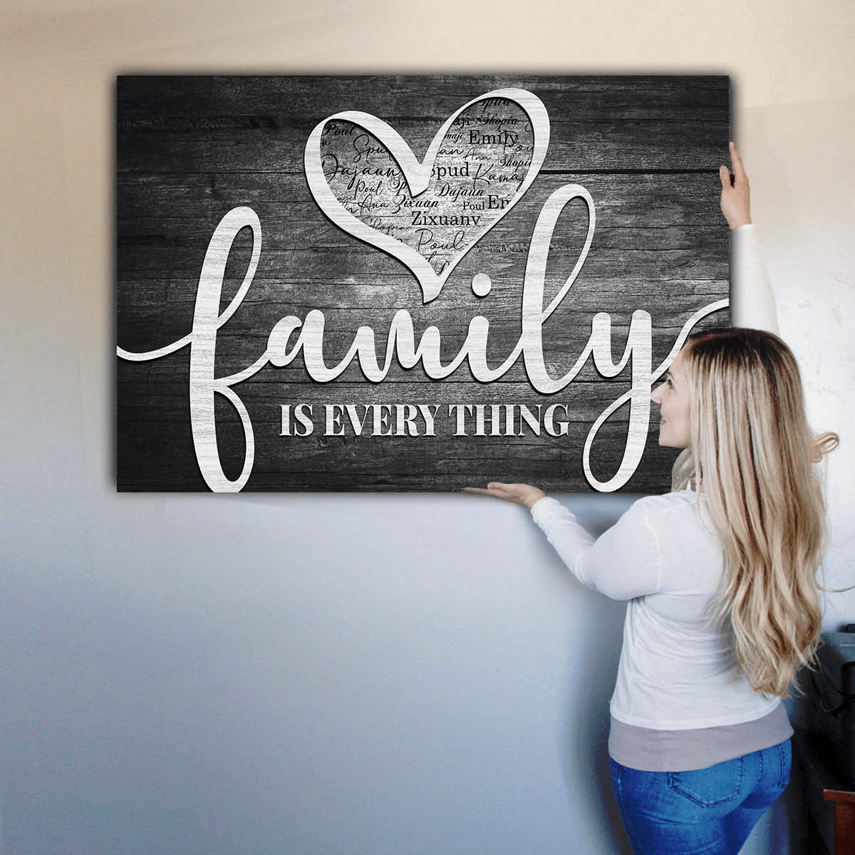 Personalized Names Family Is Everything Canvas Wall Art