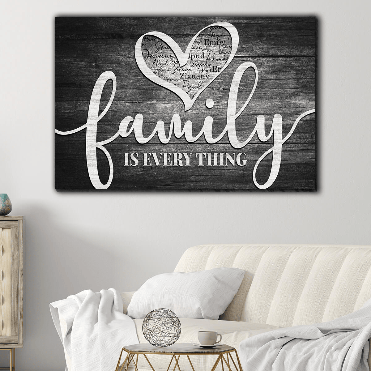 Personalized Names Family Is Everything Canvas Wall Art