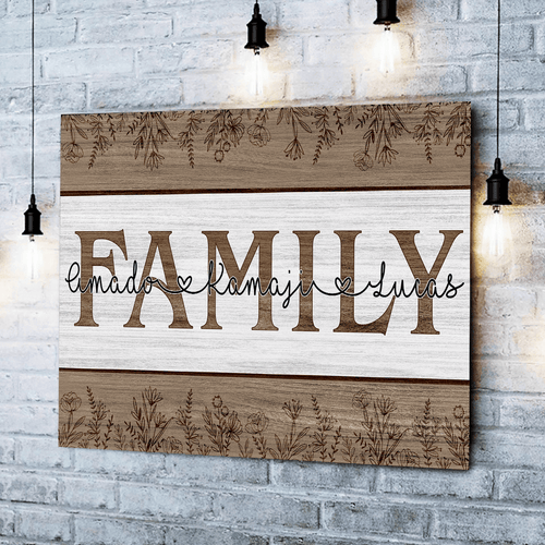 Personalized Names Family Joined By Love Canvas Wall Art – Family Home Decor
