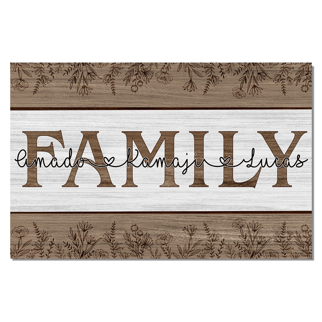 Personalized Names Family Joined By Love Canvas Wall Art