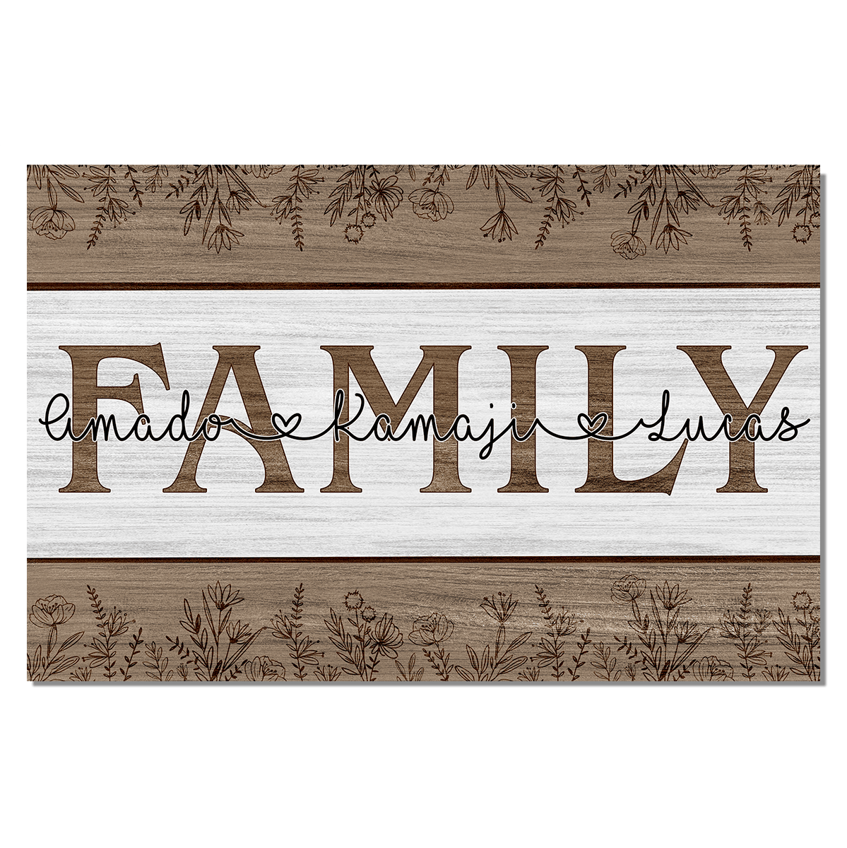 Personalized Names Family Joined By Love Canvas Wall Art