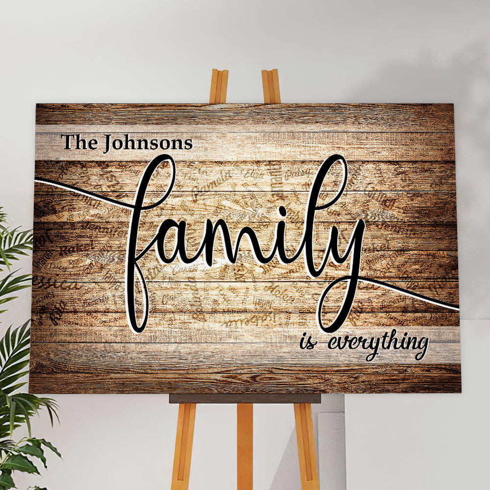 Personalized Names On Backgrouns Family Is Everything Canvas Wall Art