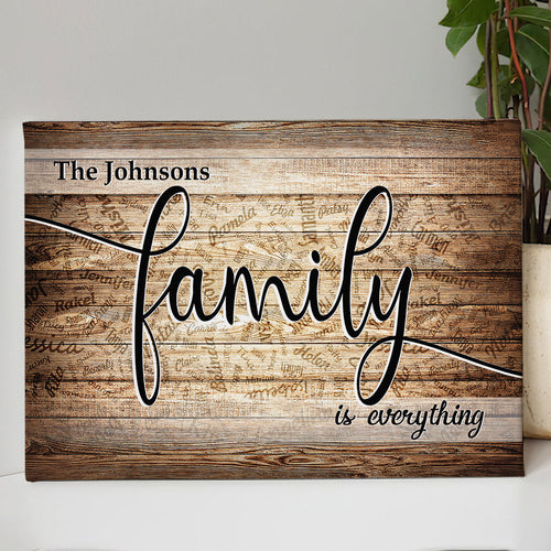 Personalized Names On Background Family Is Everything Canvas Wall Art – Family Home Decor