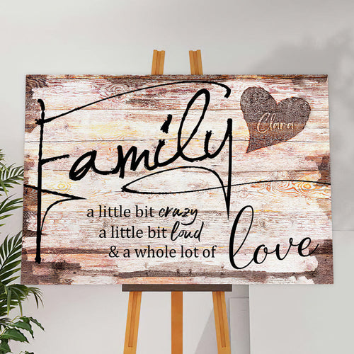 Personalized Names On Heart Family - Loud Crazy Love Canvas Wall Art – Family Home Decor