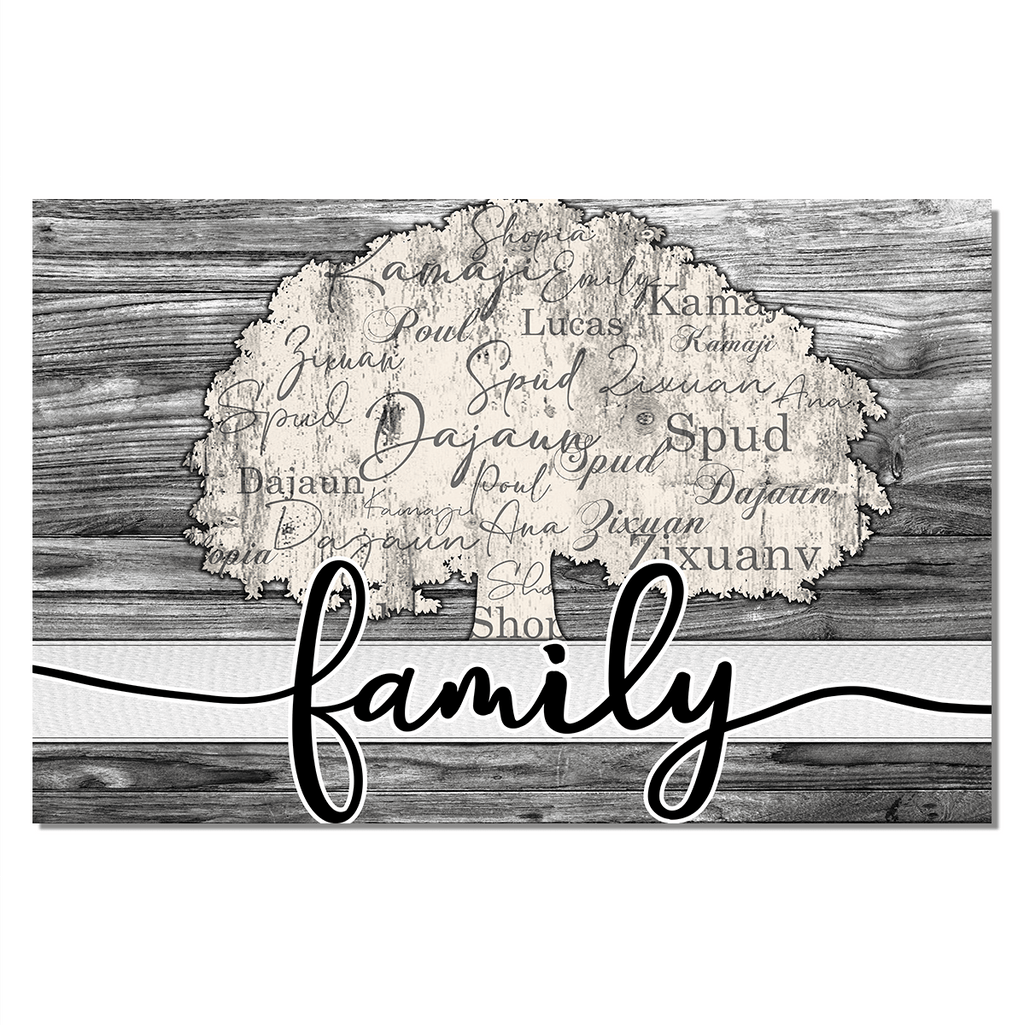 Personalized Names On Tree Family Canvas Wall Art