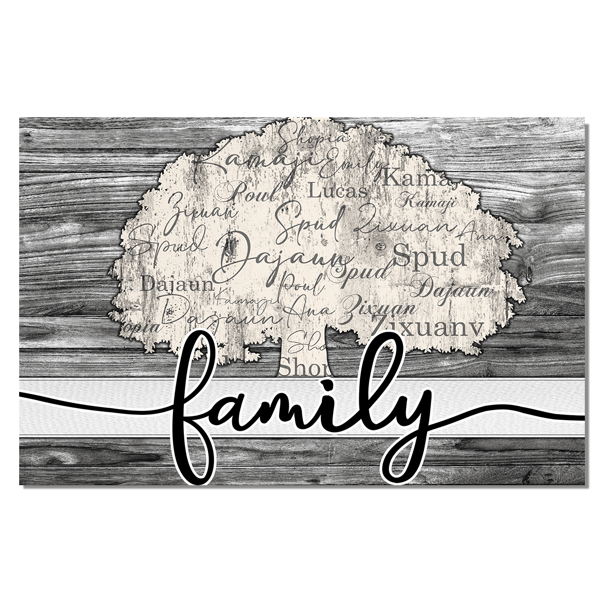 Personalized Names On Tree Family Canvas Wall Art
