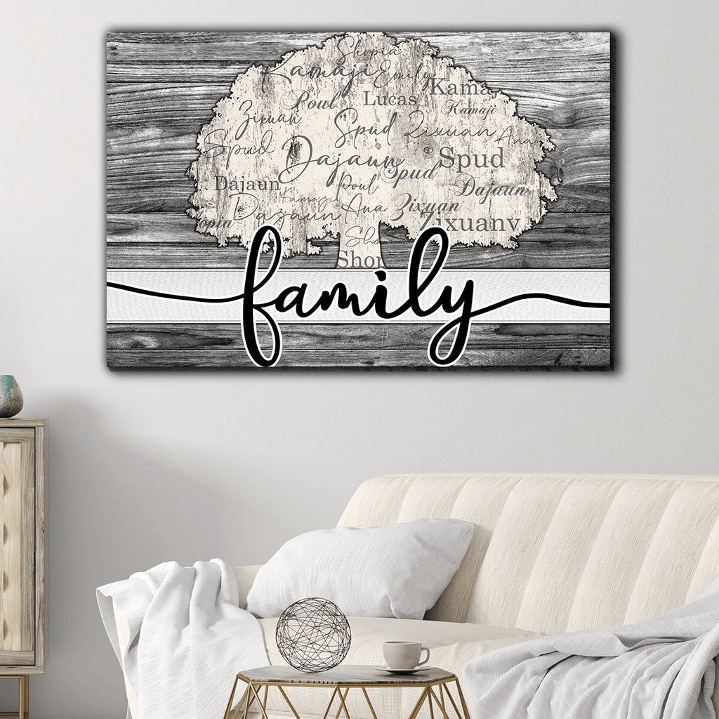 Personalized Names On Tree Family Canvas Wall Art