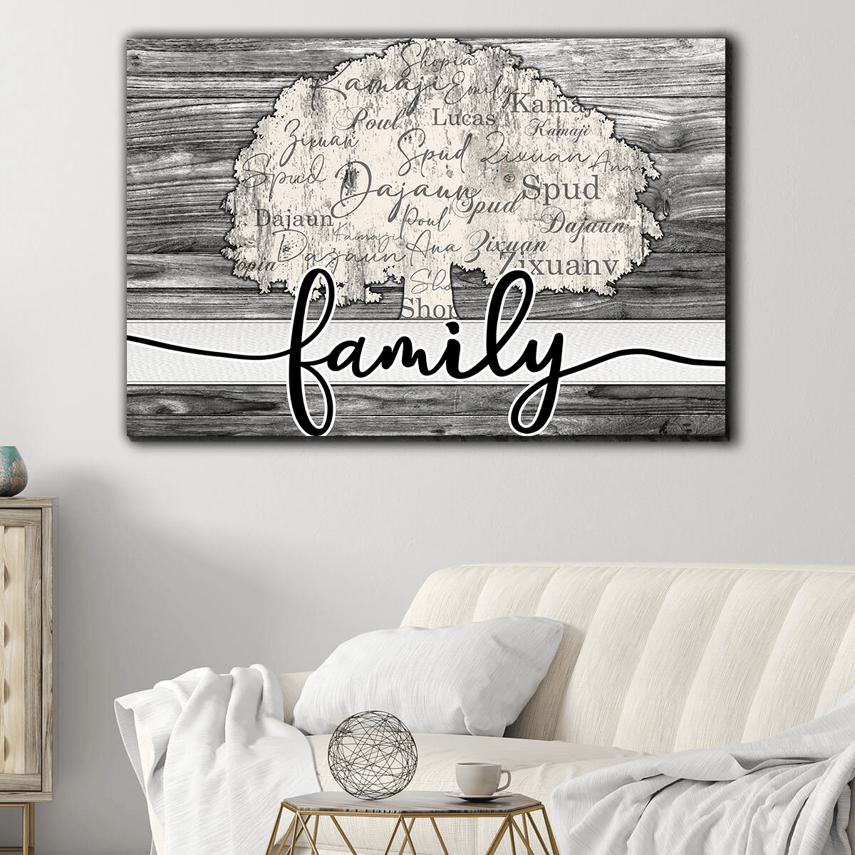 Personalized Names On Tree Family Canvas Wall Art