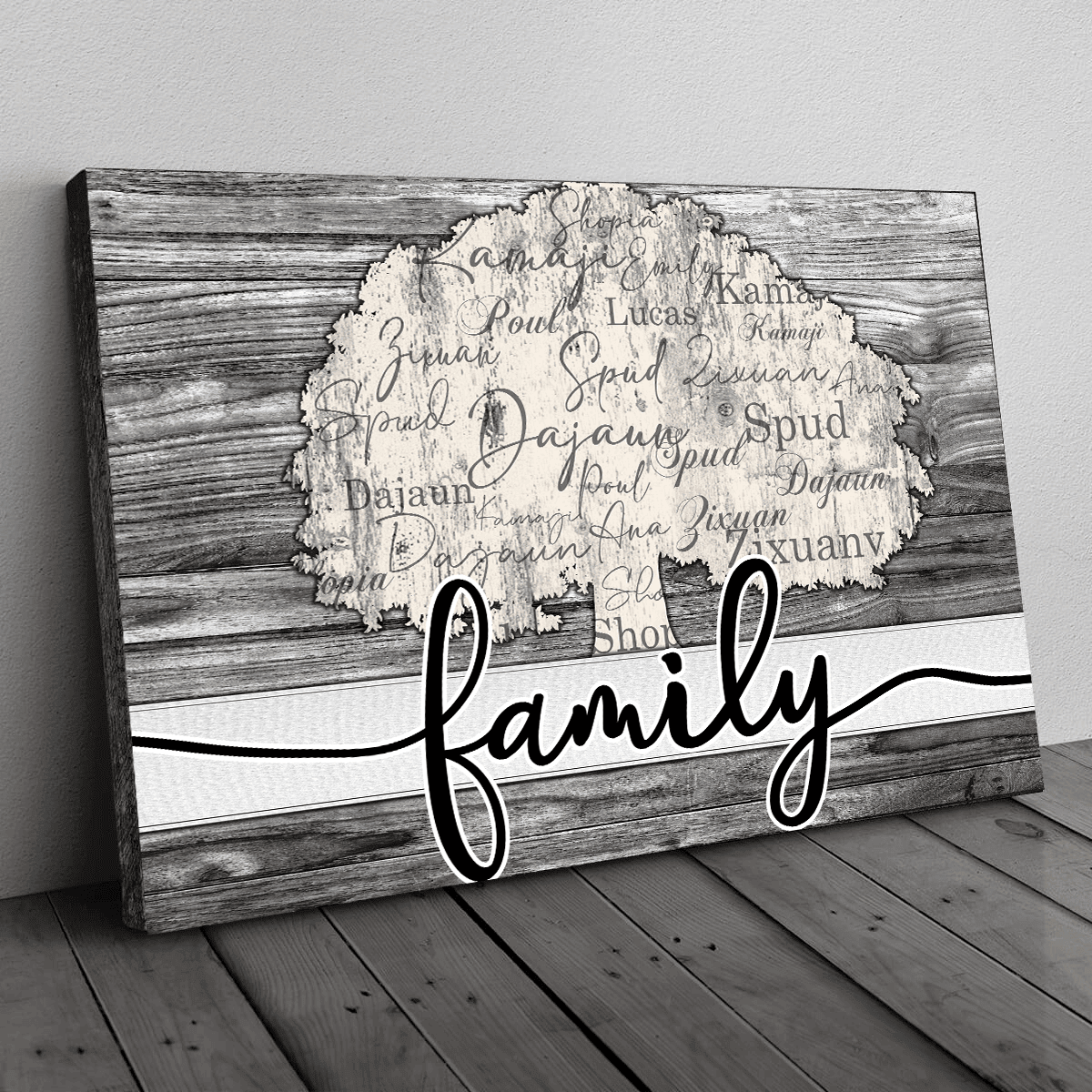 Personalized Names On Tree Family Canvas Wall Art
