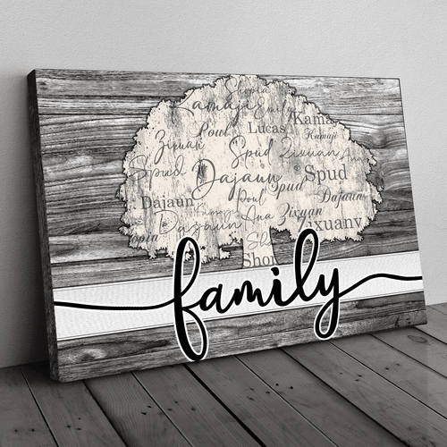 Personalized Names On Tree Family Canvas Wall Art – Family Home Decor