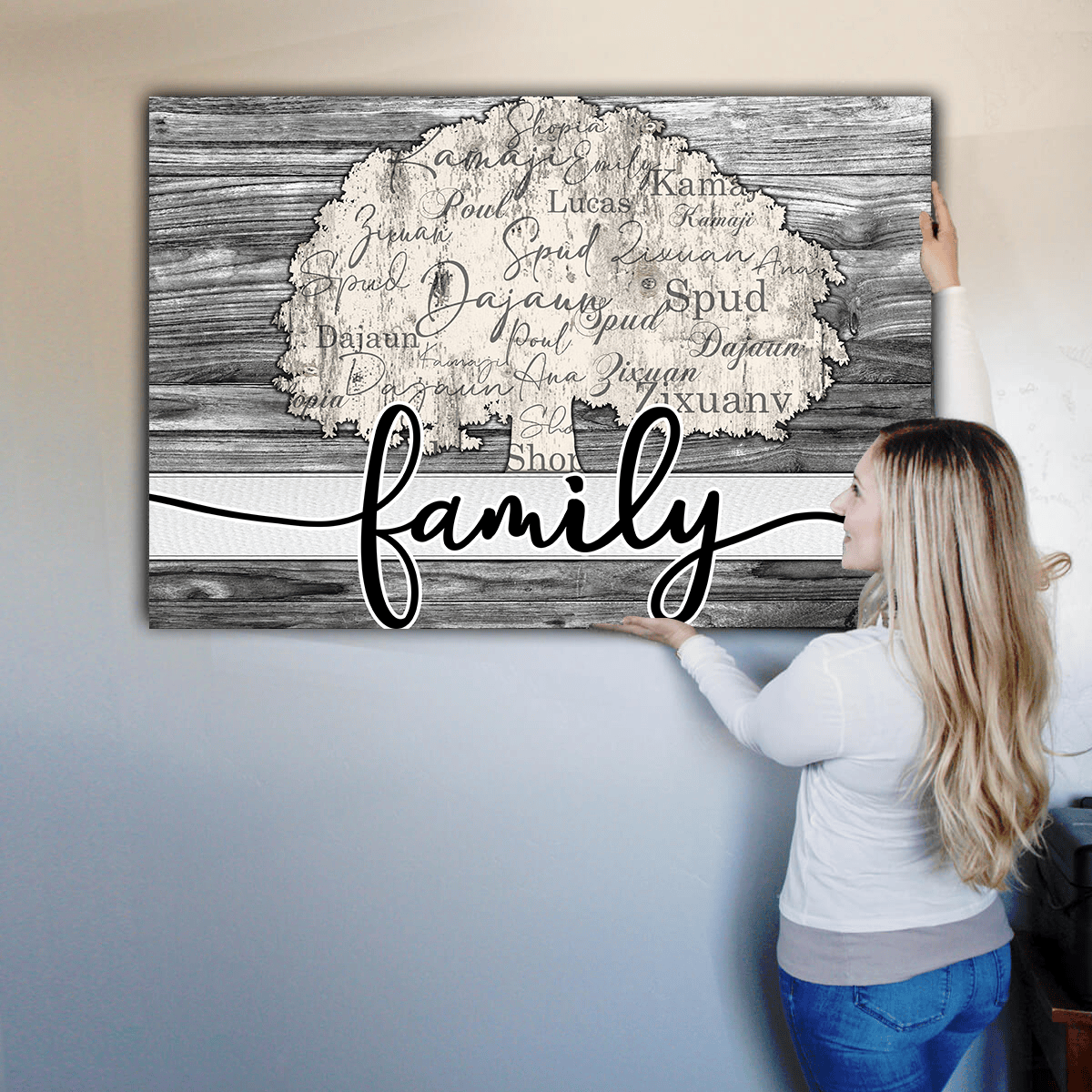 Personalized Names On Tree Family Canvas Wall Art
