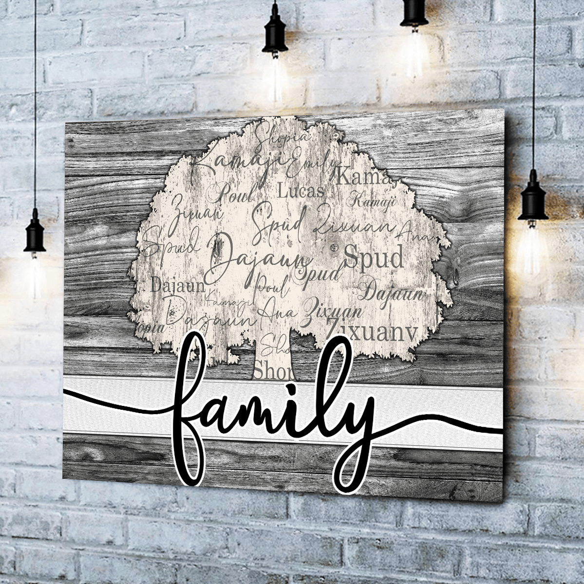 Personalized Names On Tree Family Canvas Wall Art