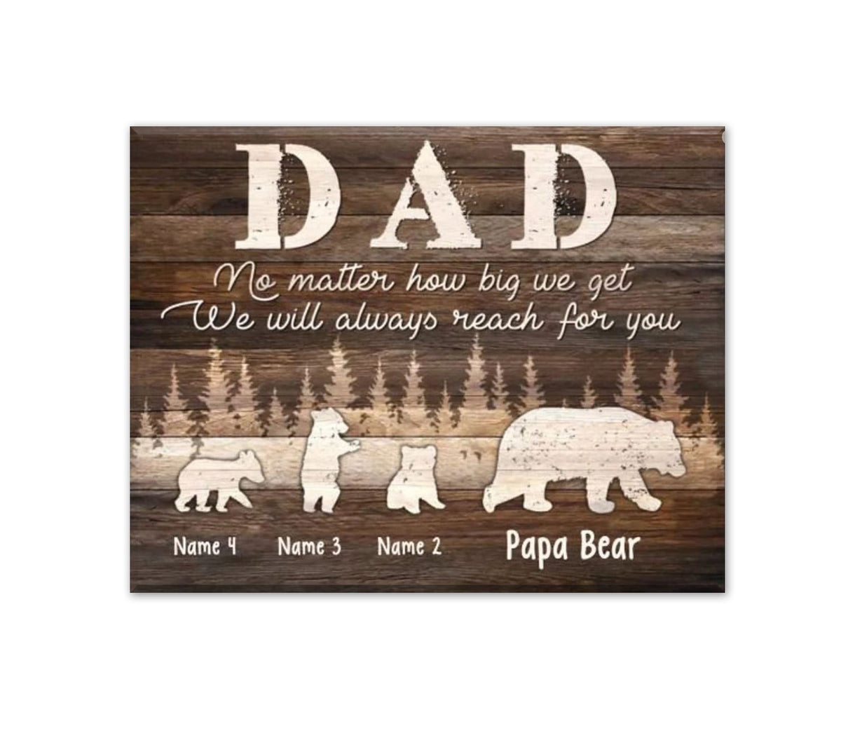 Personalized No Matter How Big We Get Bear Family Canvas Wall Art