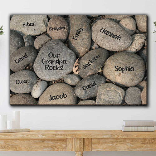 Personalized Our Grandpa Rocks Canvas Wall Art – Gift for Dad