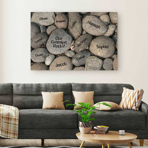 Personalized Our Grandpa Rocks Canvas Wall Art – Gift for Dad