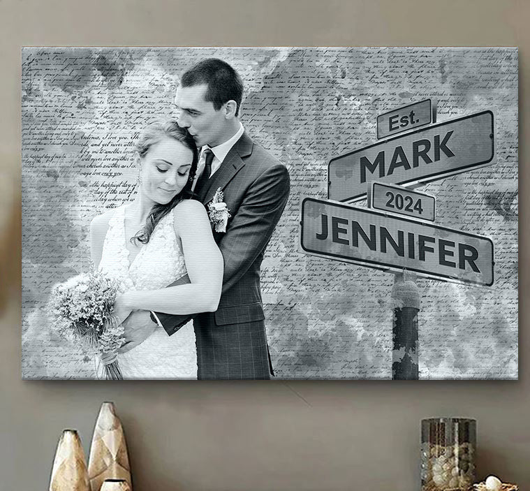 Personalized Photo Couple Sign Canvas Wall Art - Wedding Canvas