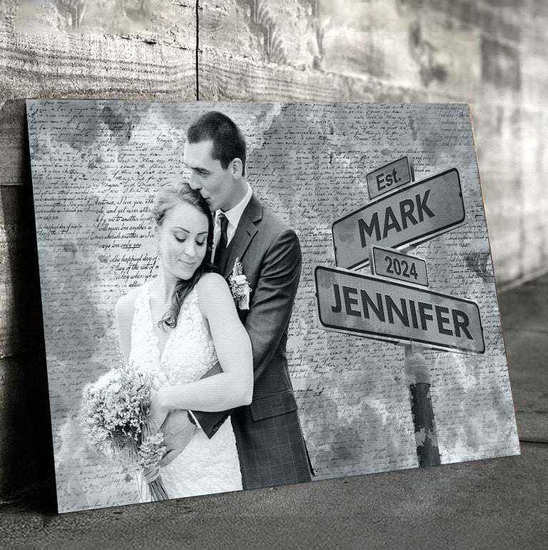 Personalized Photo Couple Sign Canvas Wall Art - Wedding Canvas