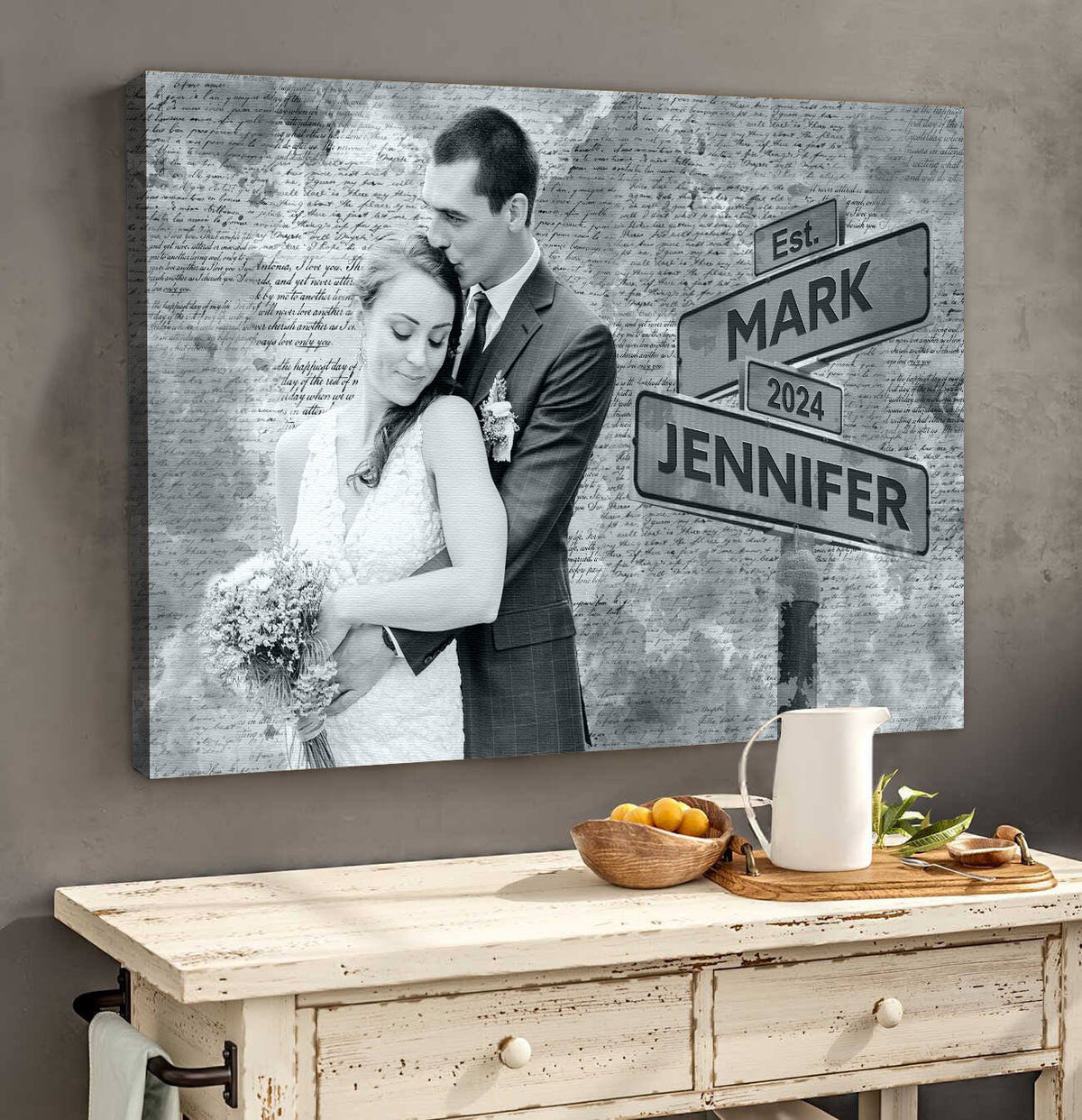 Personalized Photo Couple Sign Canvas Wall Art - Wedding Canvas