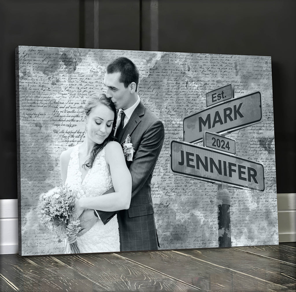 Personalized Photo Couple Sign Canvas Wall Art - Wedding Canvas