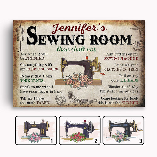 Personalized Sewing Room Thou Shall Not Canvas Wall Art – Sewing Room Decor
