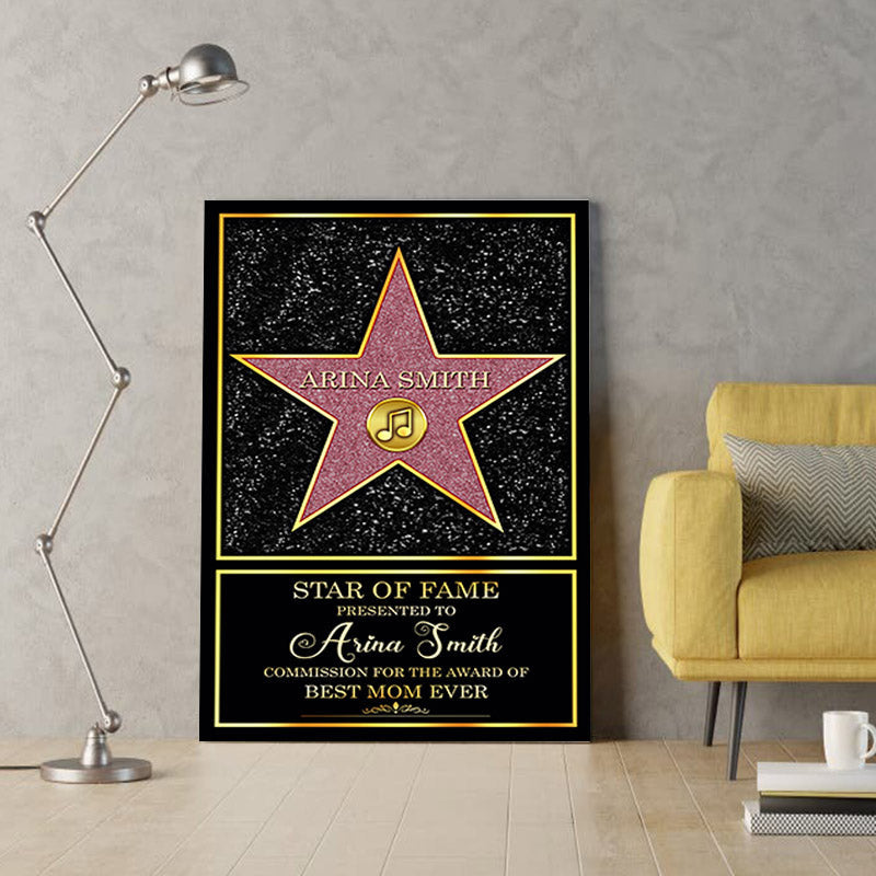 Personalized Star Of Fame Family Gift Wall Art Canvas