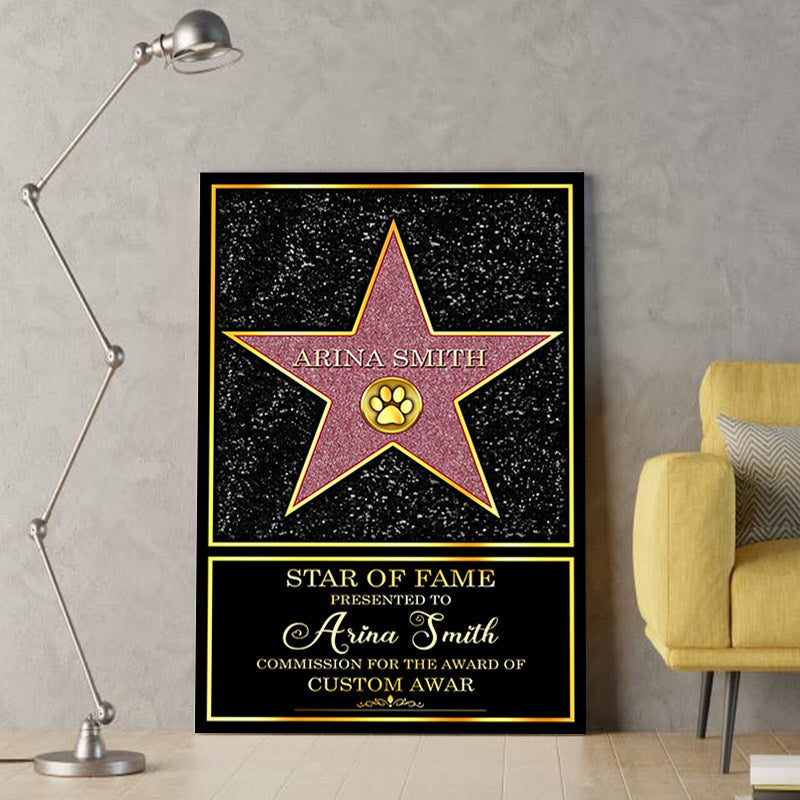 Personalized Star Of Fame Family Gift Wall Art Canvas