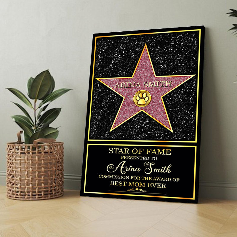 Personalized Star Of Fame Family Gift Wall Art Canvas
