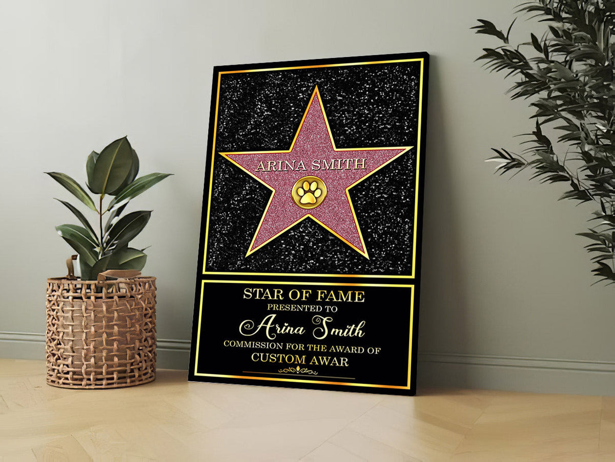 Personalized Star Of Fame Family Gift Wall Art Canvas