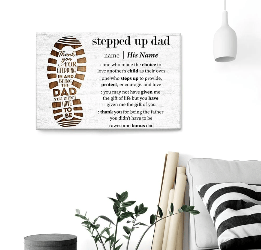 Personalized Stepped Up Dad Father's Day Canvas Wall Art – Gift for Dad