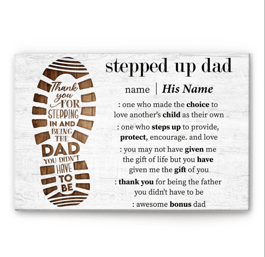 Personalized Stepped Up Dad Father's Day Canvas Wall Art – Gift for Dad