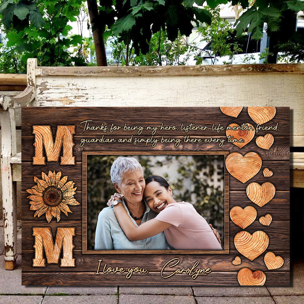 Personalized Thank You For Being My Hero I Love You Mom Canvas Wall Art – Gift for Mom
