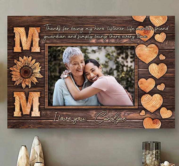 Personalized Thank You For Being My Hero I Love You Mom Canvas Wall Art – Gift for Mom