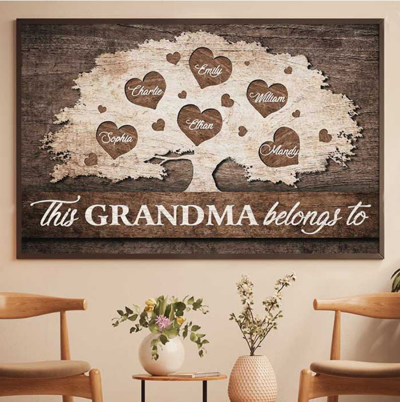 Personalized This Grandma Belongs To Canvas Wall Art